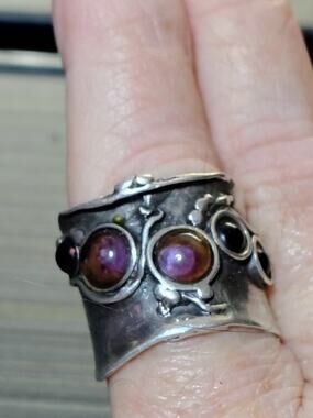 Amir Poran Sterling Silver Amethyst Ring Israeli Artisan Sz7